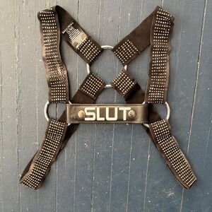 Breedwell black rhinestone studded bulldog harness